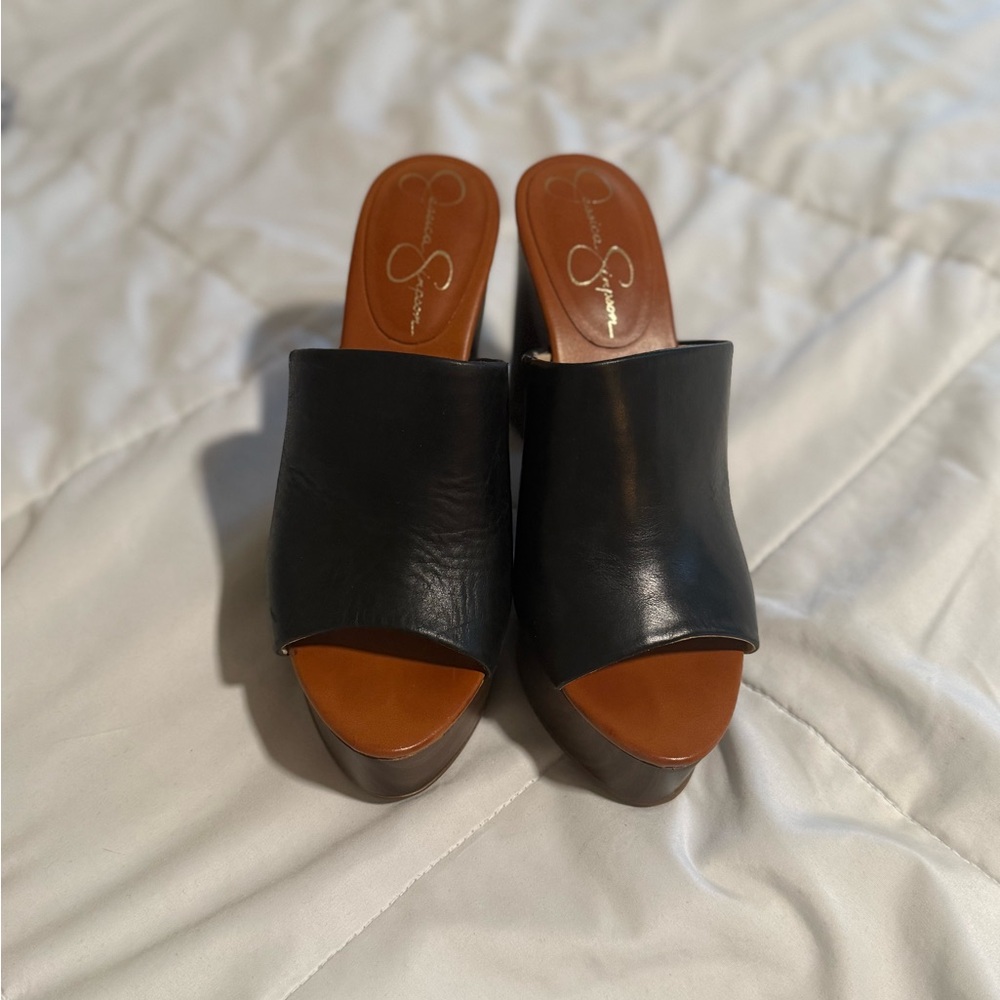 Jessica Simpson black wedges.